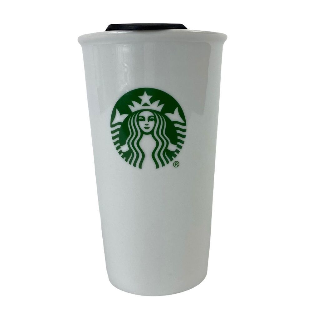 Starbucks ceramic white 10 oz. tumbler green logo